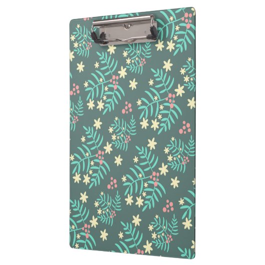 Pretty Botanical Leaves and Berries Blue Pattern Klembord (Links)