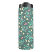 Pretty Botanical Leaves and Berries Blue Pattern Thermosbeker (Voorkant)