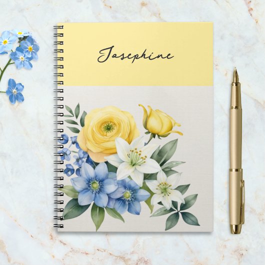 Pretty Botanical Watercolor Floral Personalized Notitieboek