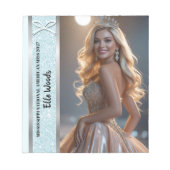 Pretty Bow Pageant-handtekeningblok | Aqua Glans Notitieblok (Voorkant)