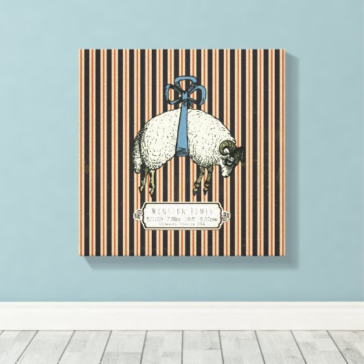 Pretty Bow Sheep™ Collectie - Ingepakt Canvas (Insitu (Houten vloer))