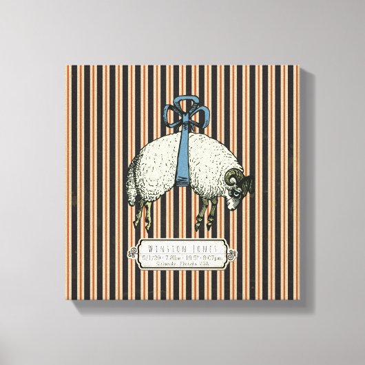 Pretty Bow Sheep™ Collectie - Ingepakt Canvas Afdruk (Voorkant)
