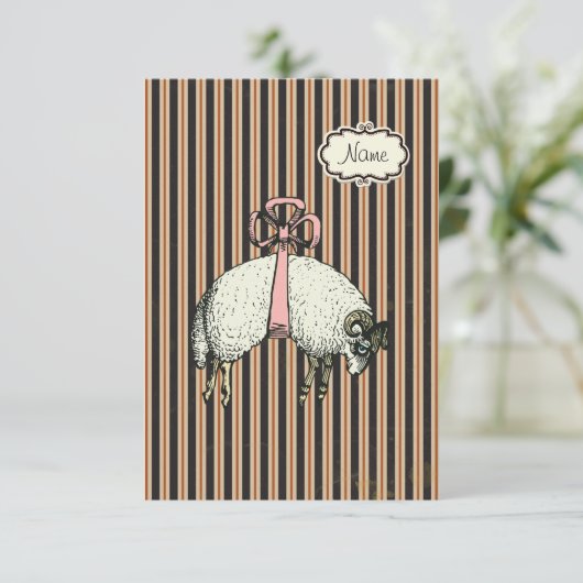 Pretty Bow Sheep™ (ONTWERPERSOPTIES) - Kaart (Staand voorkant)