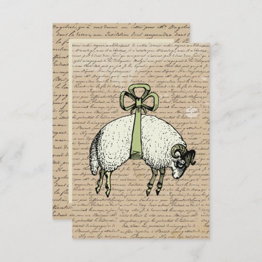 Pretty Bow Sheep  ~ Uitnodigingen (Voorkant / Achterkant)