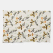 Pretty Brown Floral Fall Winter Foliage  Theedoek (Horizontaal)