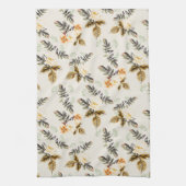 Pretty Brown Floral Fall Winter Foliage  Theedoek (Verticaal)