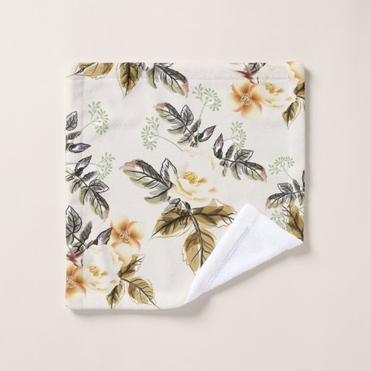 Pretty Brown Floral Fall Winter Matching  Bad Handdoek (Wasdoekje)