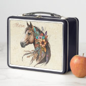 Pretty Buckskin Horse Lunch Box with Name (In situ)