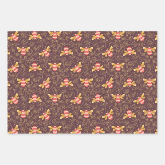 Pretty Bumble Bee Pattern Inpakpapier Vel (Voorkant)