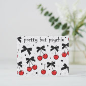 Pretty But Psycho Cherry Bow Coquette  Briefkaart (Staand voorkant)