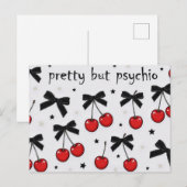 Pretty But Psycho Cherry Bow Coquette  Briefkaart (Voorkant / Achterkant)