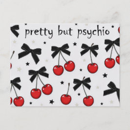 Pretty But Psycho Cherry Bow Coquette Briefkaart