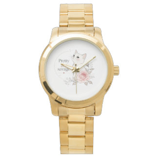 Pretty But Savage White Cat Rose Watch Horloge
