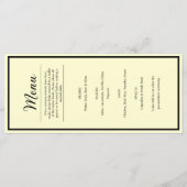Pretty Butter Yellow Wedding Reception Dinner Menu (Voorkant)