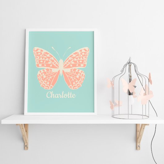 Pretty Butterfly Girl's Bedroom Poster