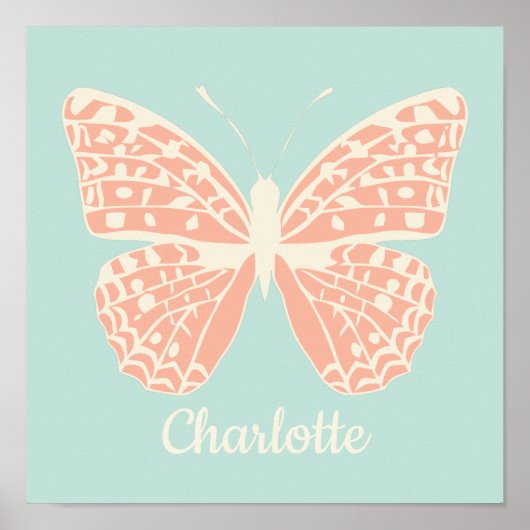 Pretty Butterfly Girl's Bedroom Poster (Voorkant)