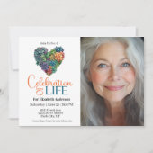 Pretty Cactus Heart Celebration Of Life Invitation Kaart (Voorkant)