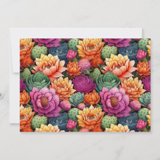 Pretty Cactus Heart Celebration Of Life Invitation Kaart (Achterkant)