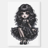 Pretty Chibi Gothic Girl Magnet Dark Aesthetic  (Voorkant)