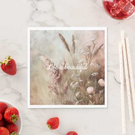 Pretty Chic Beige Blush Boho Bloem Servet (Insitu)