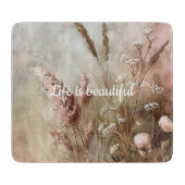 Pretty Chic Beige Blush Boho Bloem Snijplank (Voorkant)