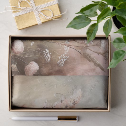 Pretty Chic Beige Blush Boho Bloem Tissuepapier (Geschenk)