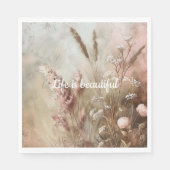 Pretty Chic Beige Blush Boho Bloemendecoratie  Servet (Voorkant)