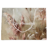 Pretty Chic Beige Blush Boho Bloemrijke Bruidsdouc Groot Cadeauzakje (Voorkant)