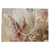 Pretty Chic Beige Blush Boho Bloemrijke Bruidsdouc Groot Cadeauzakje (Achterkant)