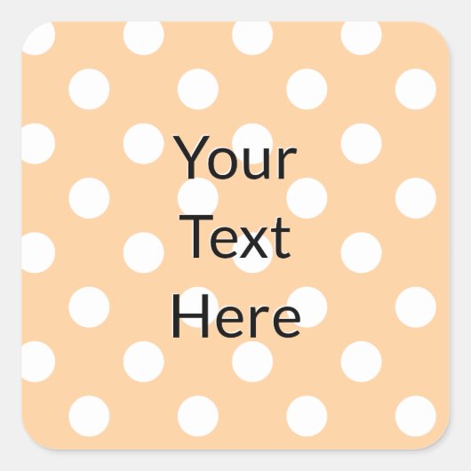 Pretty Chic Cute Perzik Stippen Custom Tekst Vierkante Sticker (Voorkant)