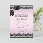 Pretty Chic Diamond Lace Roze Doop Uitnodiging (Staand voorkant)