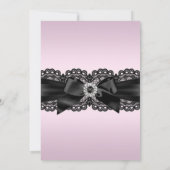 Pretty Chic Diamond Lace Roze Doop Uitnodiging (Achterkant)