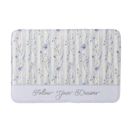 Pretty Chic Lavendel Bloemstrepen Badmat (Voorkant)