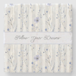 Pretty Chic Lavendel Bloemstrepen  Stenen Onderzetter