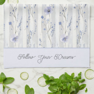 Pretty Chic Lavendel Bloemstrepen Theedoek