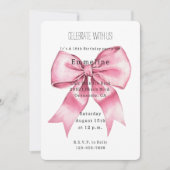 Pretty Chic Pink Bow Birthday Kaart (Voorkant)