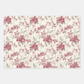 Pretty Chic Red Cream Floral Birthday  Inpakpapier Vel (Voorkant 3)