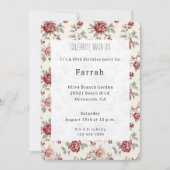Pretty Chic Red Cream Floral Birthday   Kaart (Voorkant)