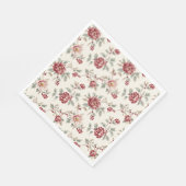 Pretty Chic Red Cream Floral Birthday  Servet (Hoek)