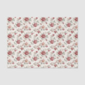 Pretty Chic Red Cream Floral Birthday Tissuepapier (Voorkant)