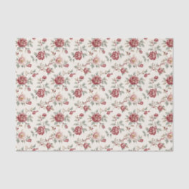 Pretty Chic Red Cream Floral Birthday Tissuepapier