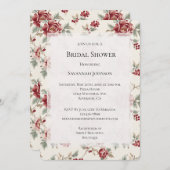 Pretty Chic Red Cream Floral Bridal Shower Kaart (Voorkant / Achterkant)