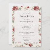 Pretty Chic Red Cream Floral Bridal Shower Kaart (Voorkant)