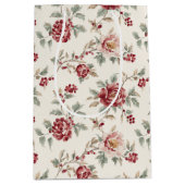 Pretty Chic Red Cream Floral Christmas Medium Cadeauzakje (Voorkant)