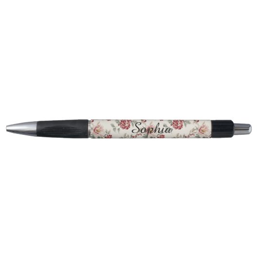 Pretty Chic Red Cream Floral Pen (Voorkant)