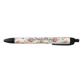 Pretty Chic Red Cream Floral Zwarte Inkt Pen (Bodem)