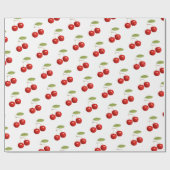 Pretty Chic Retro Rode Kersen Patroon Op Wit  Cadeaupapier (Vlak)