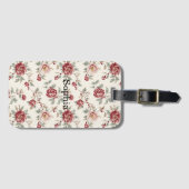 Pretty Chic Rode Crème Bloem Bagagelabel (Voorkant (horizontaal))