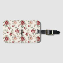 Pretty Chic Rode Crème Bloem Bagagelabel