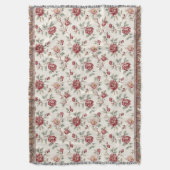 Pretty Chic Rode Crème Bloem Deken (Voorkant Verticaal)